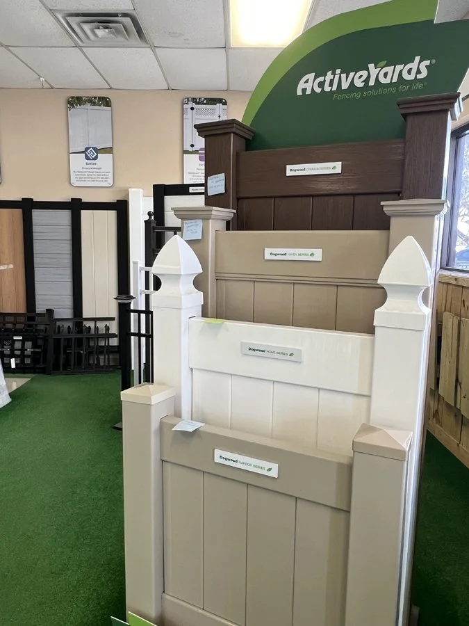 showroom with different fence materials